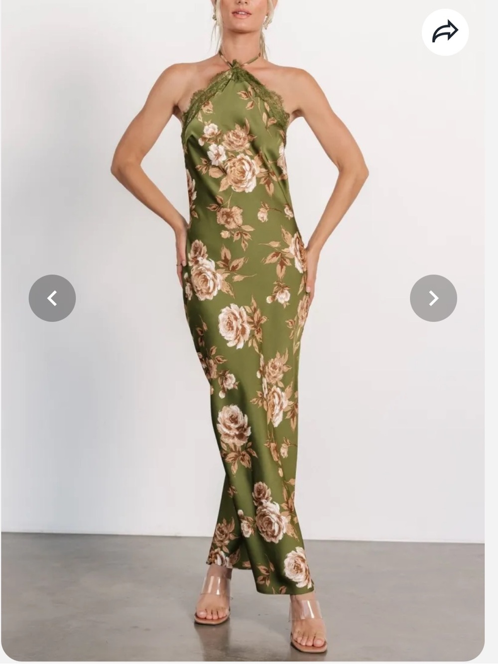 Blu Pepper Myla Halter Maxi Dress | Olive Floral